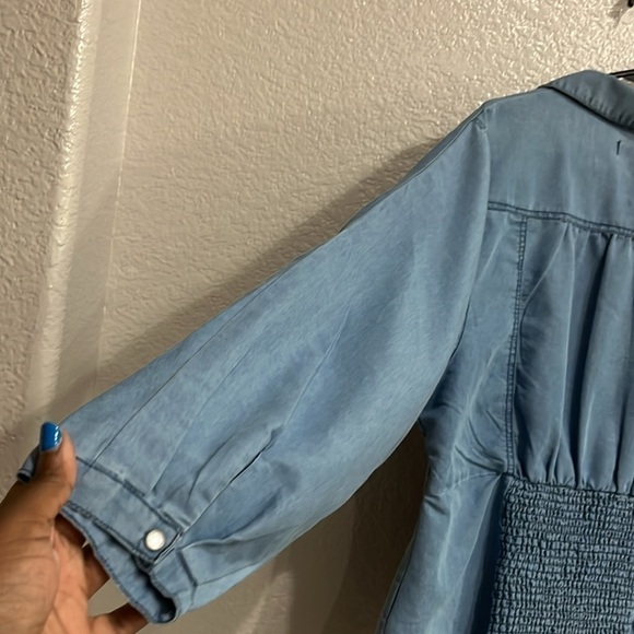 Kroix Womens Size 1X Long Sleeve Shirt Jean Look Pearl Snap - Picture 9 of 10